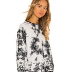 Revolve Tie Dye Black and White Stella Slit Pullover Shirt Electric & Rose
